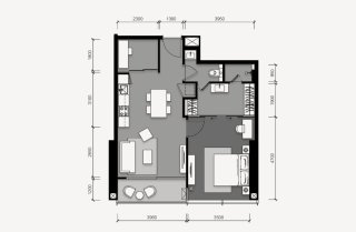 Condominium floor plan, 1 bedroom in Tait 12 No. 11010