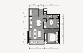 Condominium floor plan, 1 bedroom in Tait 12 No. 11011